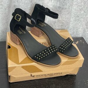 KOOLABURRA ORTHOLITE BY UGG black studded block heel sandals | 8.5
